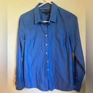 Tommy Hilfiger, blue button up, collared long sleeve shirt, size small mens